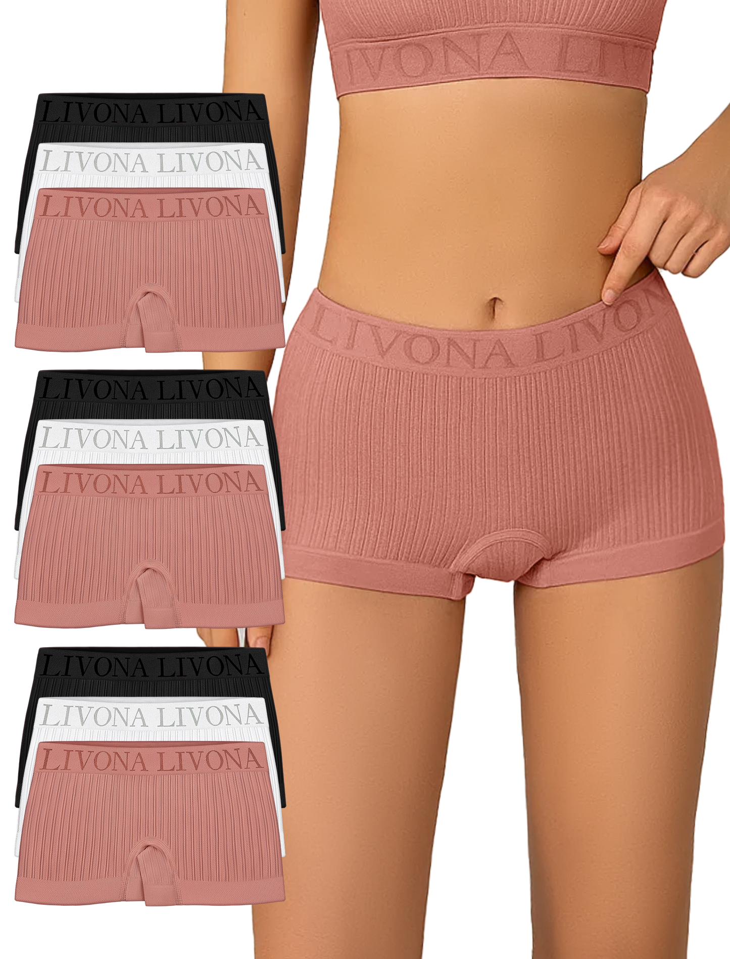Livona 9-Pack Girls' Seamless Boyshort Underwear,Moisture-Wicking Kids Panties,No-Ride Design