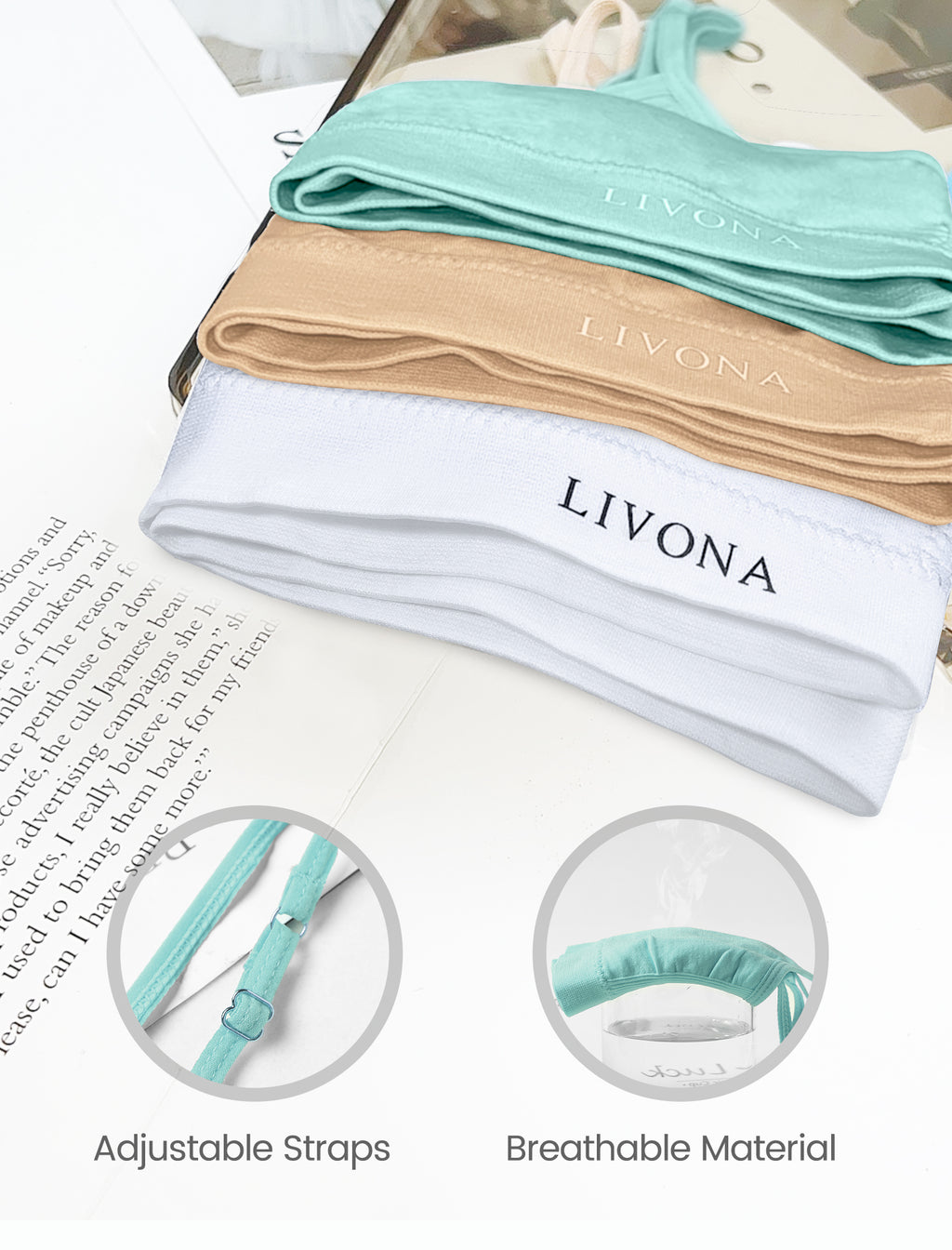 Livona 3 Pack Popular Girls Padded Training Bra Pack – Crop Cami Training Bras for Girls,Seamless Bra Design with Removable Padding