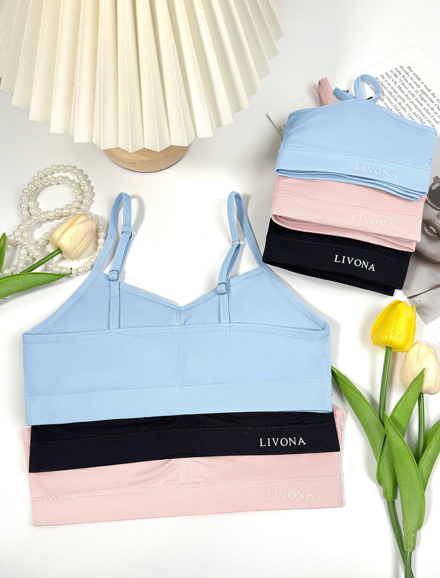 Livona 6 Pack Popular Girls Padded Training Bra Pack – Crop Cami Training Bras for Girls,Seamless Bra Design with Removable Padding
