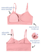 Livona 6 Pack Popular Girls Padded Training Bra Pack – Crop Cami Training Bras for Girls,Seamless Bra Design with Removable Padding