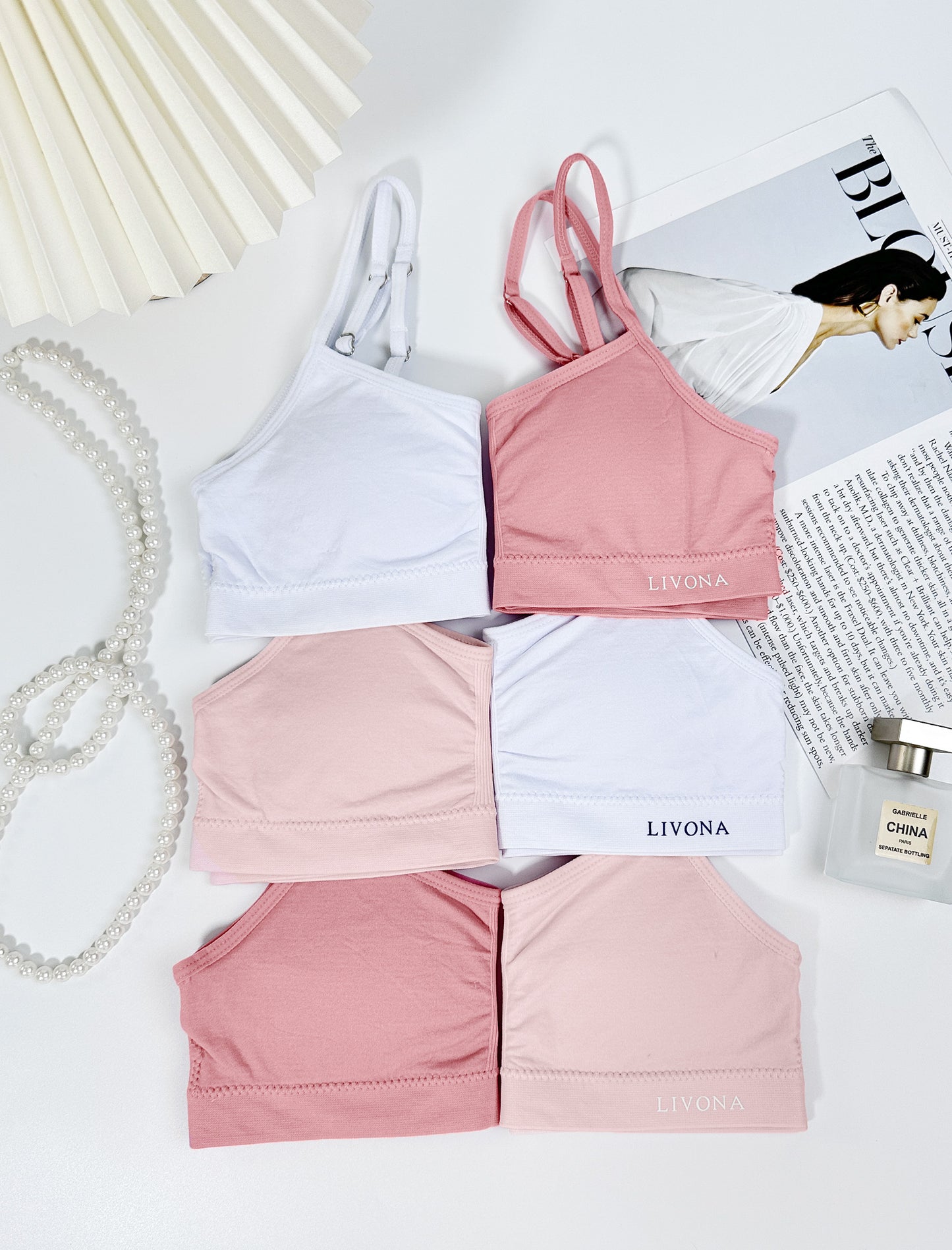 Livona 6 Pack Popular Girls Padded Training Bra Pack – Crop Cami Training Bras for Girls,Seamless Bra Design with Removable Padding