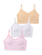 Livona 3 Pack Training Bras for Girls-Sports Bra, Fitness Bra, Padded Everyday Bra Bralette,Crop Cami Tank Top (6-14)