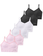Livona 6 Pack Training Bras for Girls-Sports Bra, Fitness Bra, Padded Everyday Bra Bralette,Crop Cami Tank Top (6-14)