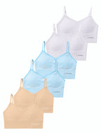 Livona 6 Pack Training Bras for Girls-Sports Bra, Fitness Bra, Padded Everyday Bra Bralette,Crop Cami Tank Top (6-14)