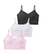 Livona 3 Pack Training Bras for Girls-Sports Bra, Fitness Bra, Padded Everyday Bra Bralette,Crop Cami Tank Top (6-14)