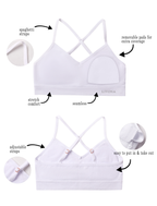 Livona Racerback Training Bra for Girls- 3 Pack Seamless Sports Bra, Padded Everyday Bra Bralette,Crop Cami Tank Top (6-14)