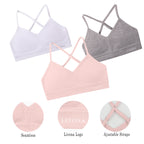 Livona Racerback Training Bra for Girls- 6 Pack Seamless Sports Bra, Padded Everyday Bra Bralette,Crop Cami Tank Top (6-14)