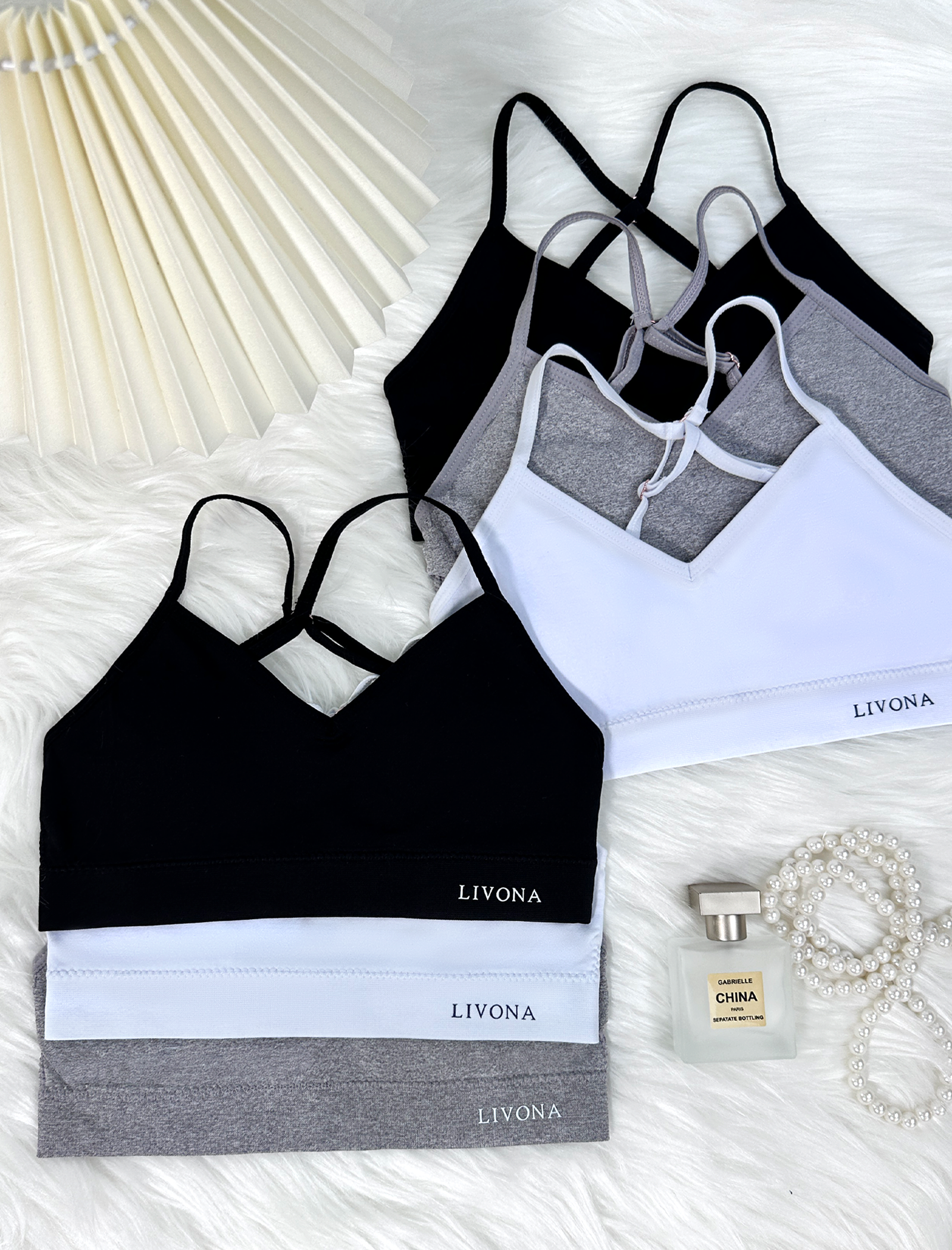 Livona Racerback Training Bra for Girls- 6 Pack Seamless Sports Bra, Padded Everyday Bra Bralette,Crop Cami Tank Top (6-14)