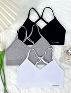 Livona Racerback Training Bra for Girls- 3 Pack Seamless Sports Bra, Padded Everyday Bra Bralette,Crop Cami Tank Top (6-14)