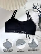 Livona 3 Pack Training Bras for Girls-Sports Bra for Teen Ribbed Wireless Bralette Fitness Padded Crop Cami Tank Top(6-14)