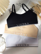 Livona 3 Pack Training Bras for Girls-Sports Bra for Teen Ribbed Wireless Bralette Fitness Padded Crop Cami Tank Top(6-14)
