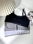 Livona 3 Pack Training Bras for Girls-Sports Bra for Teen Ribbed Wireless Bralette Fitness Padded Crop Cami Tank Top(6-14)