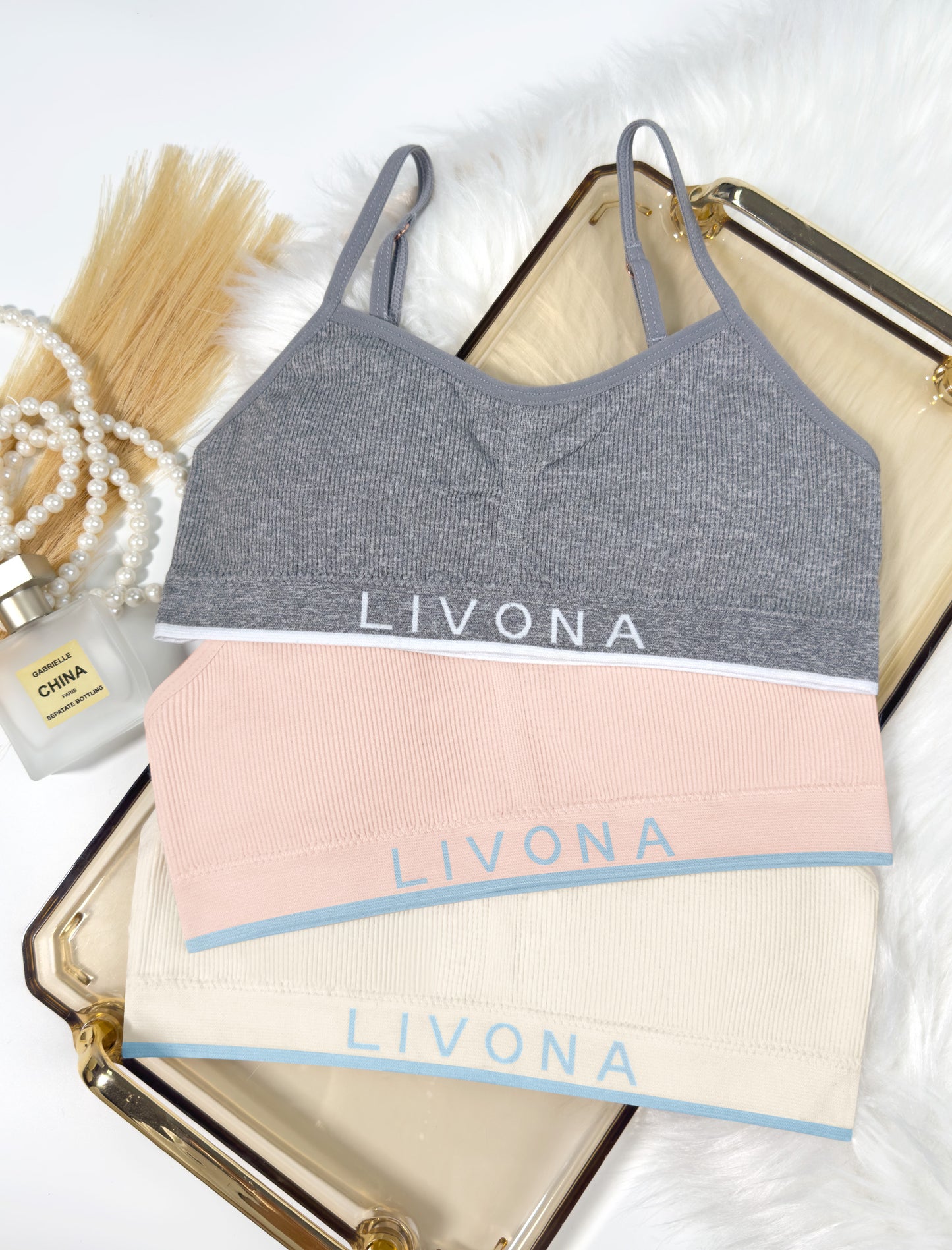Livona 6 Pack Training Bras for Girls-Sports Bra for Teen Ribbed Wireless Bralette Fitness Padded Crop Cami Tank Top(6-14)