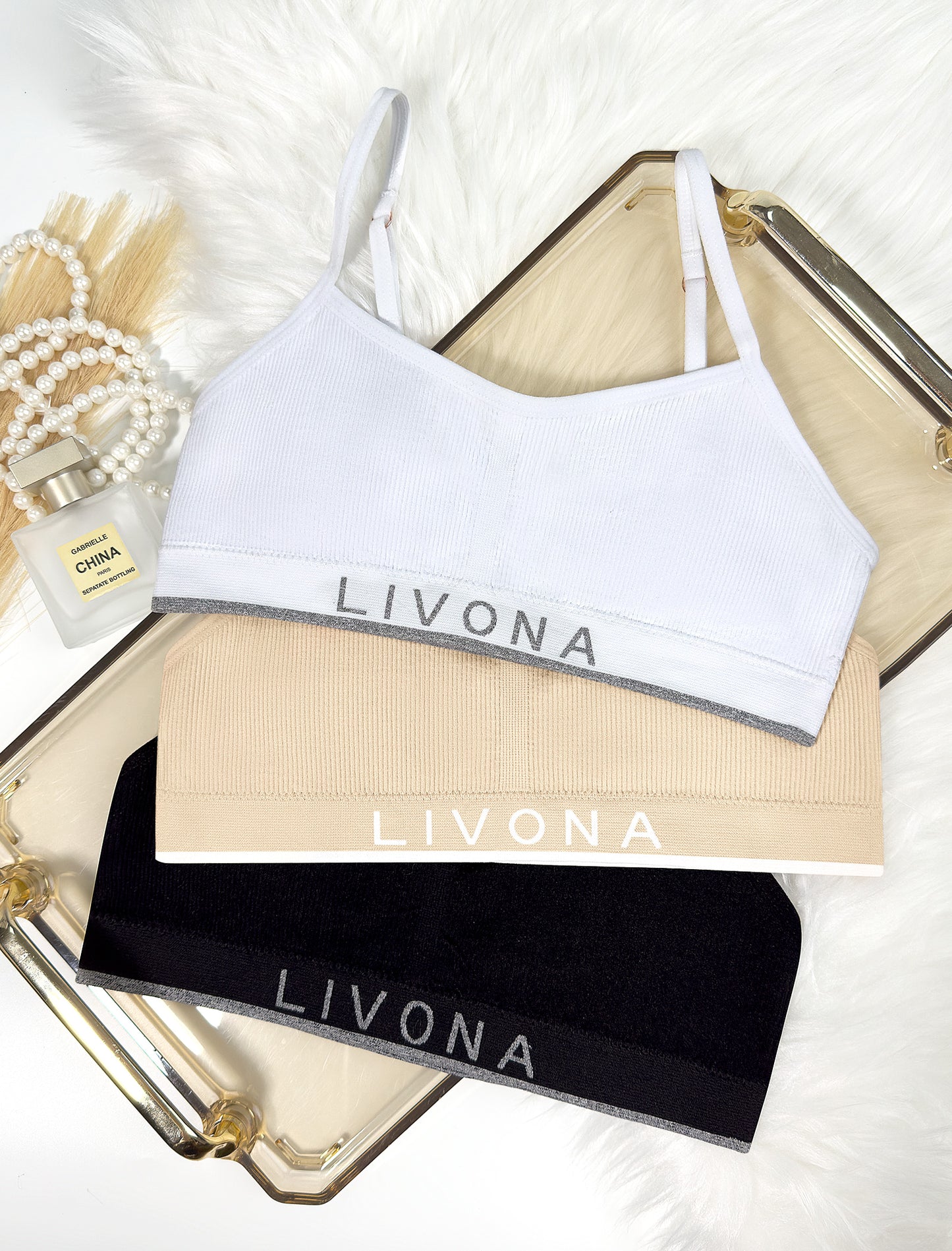 Livona 6 Pack Training Bras for Girls-Sports Bra for Teen Ribbed Wireless Bralette Fitness Padded Crop Cami Tank Top(6-14)