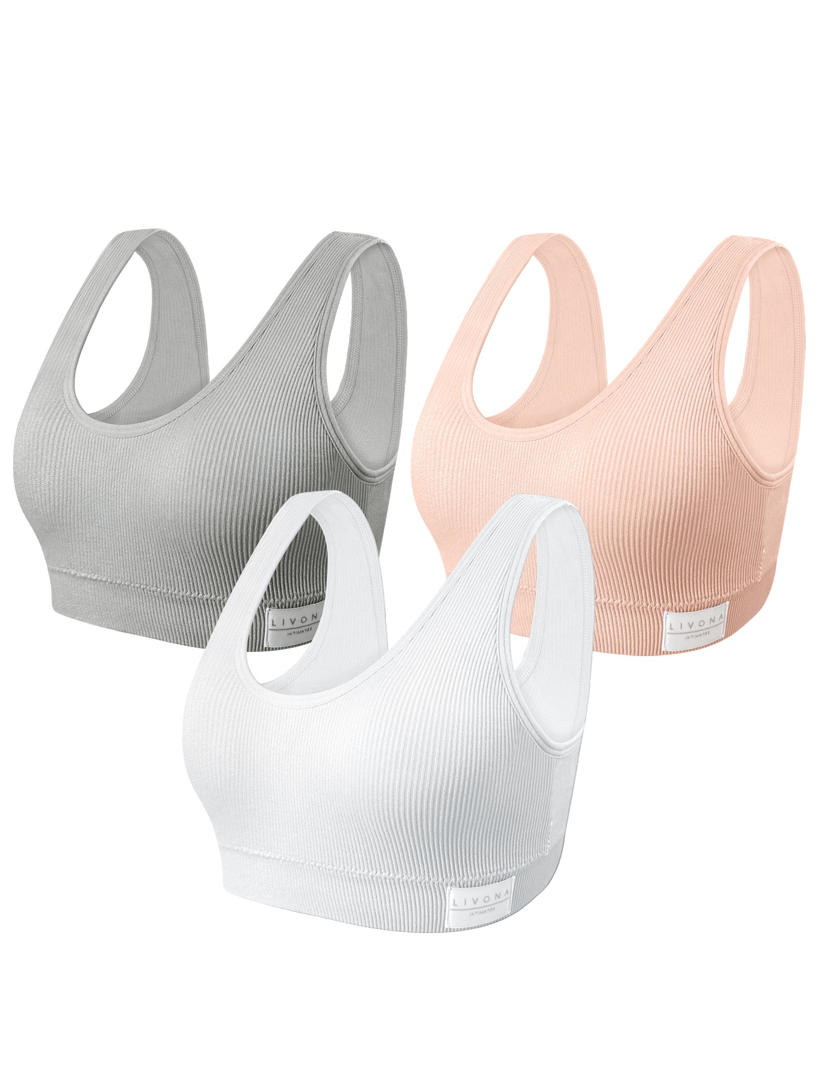 Livona 3 Packs Girls Sports Bra Crop Tops for Kids Training Bra Cute Crop Tops for Girls Cami Bra( 6-14）