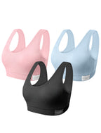 Livona 3 Packs Girls Sports Bra Crop Tops for Kids Training Bra Cute Crop Tops for Girls Cami Bra( 6-14）