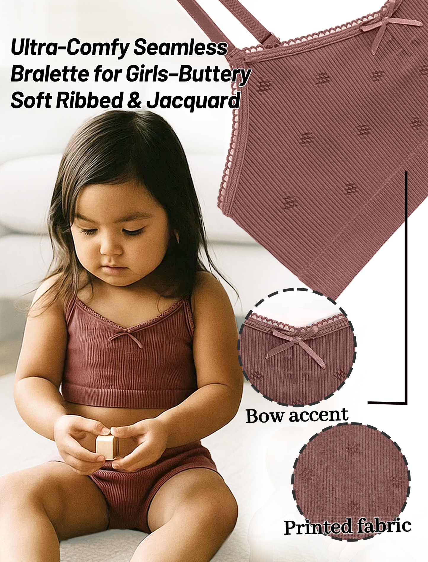 Livona 6 Pack Seamless Girls Bralette – Soft Ribbed & Jacquard Design, No Padding – Effortless Comfort & Style