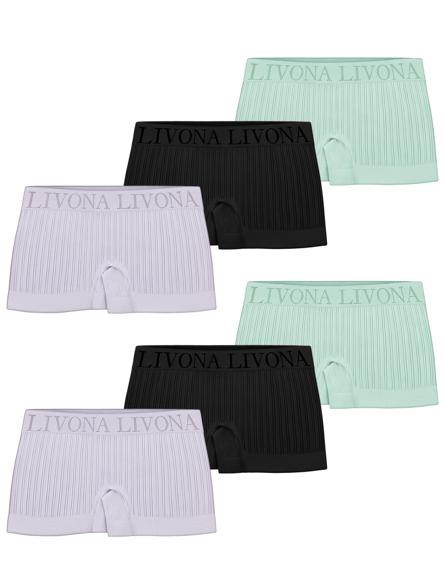 Livona 6-Pack Girls' Seamless Boyshort Underwear,Moisture-Wicking Kids Panties,No-Ride Design