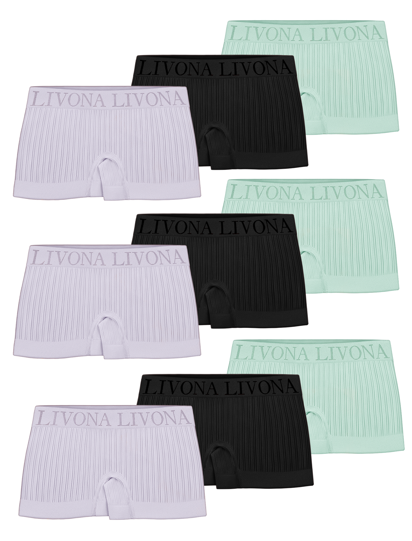 Livona 9-Pack Girls' Seamless Boyshort Underwear,Moisture-Wicking Kids Panties,No-Ride Design