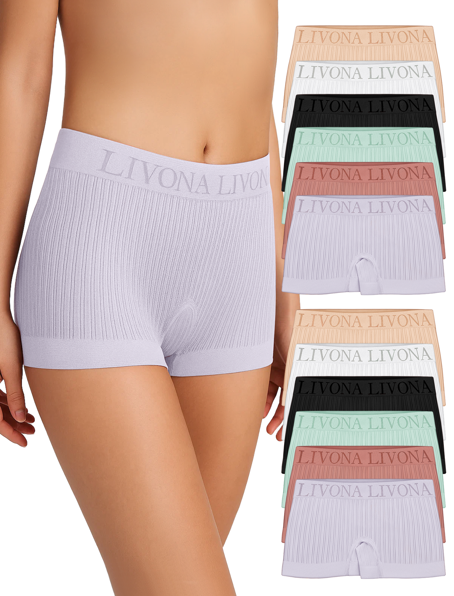 Livona Girls' Seamless Boyshort Underwear,Moisture-Wicking Kids Panties,No-Ride Design