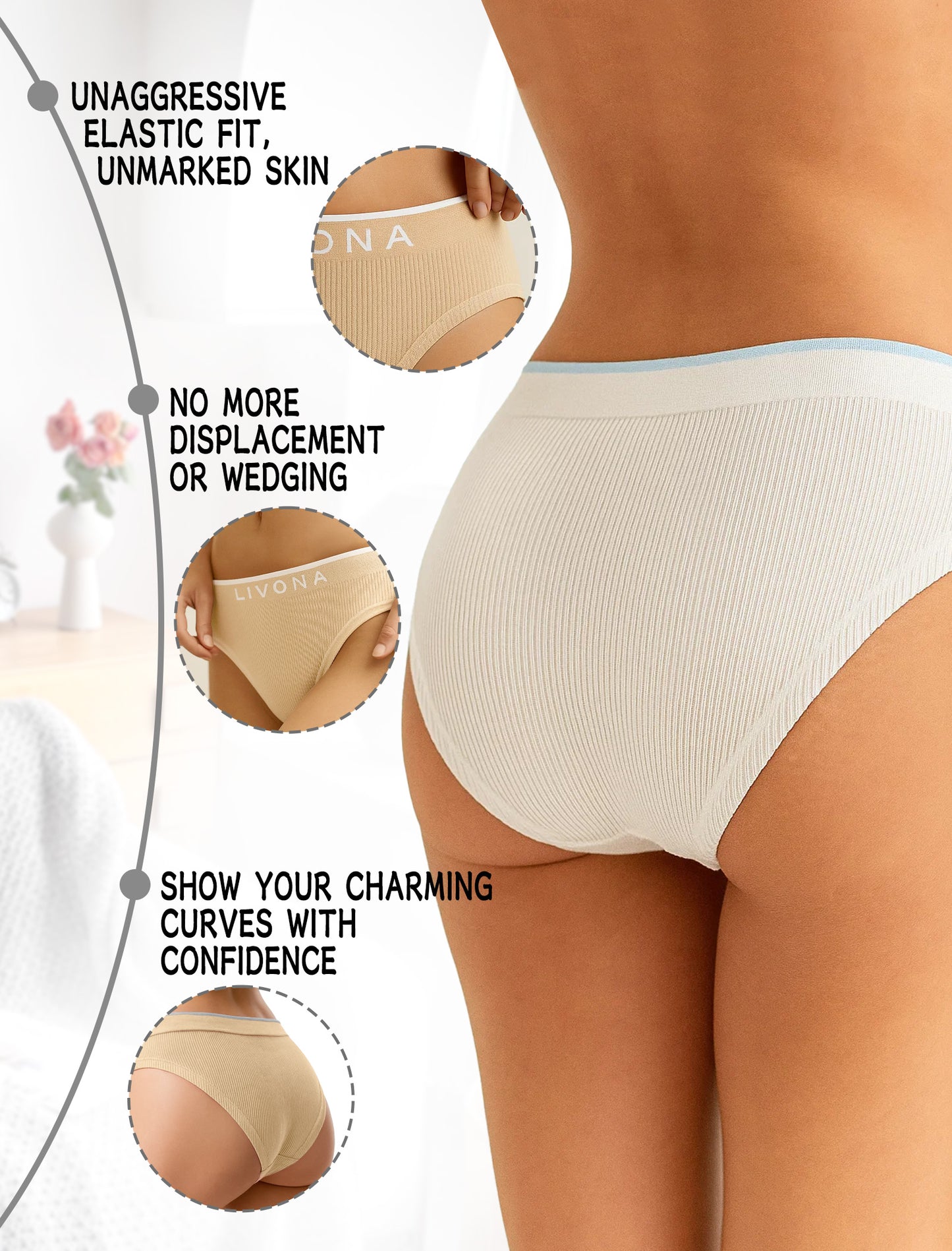 Livona Girls Seamless Ribbed Training Panties - Soft Sports Underwear for Teens