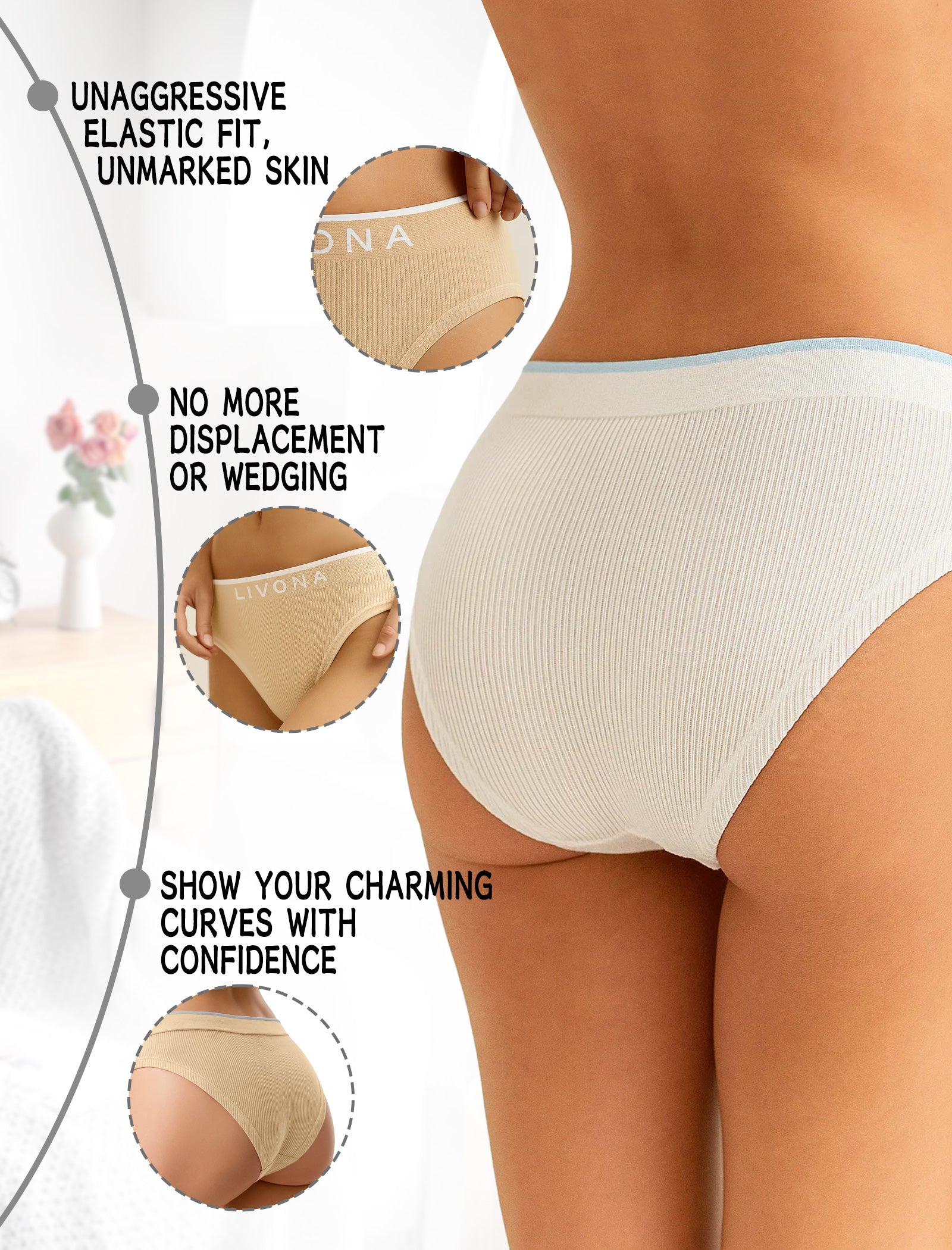 Livona Girls Seamless Ribbed Training Panties - Soft Sports Underwear for Teens
