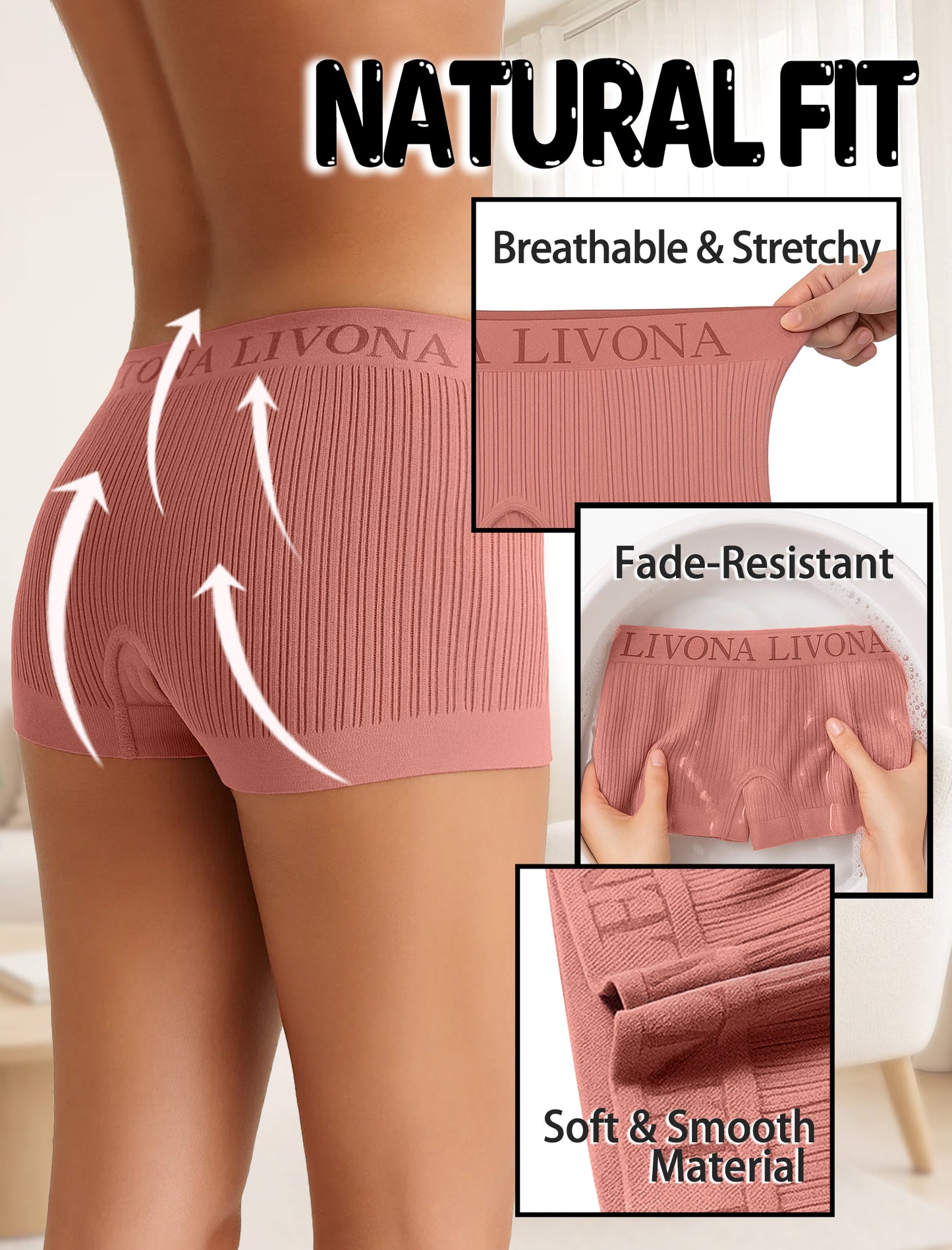 Livona 9-Pack Girls' Seamless Boyshort Underwear,Moisture-Wicking Kids Panties,No-Ride Design