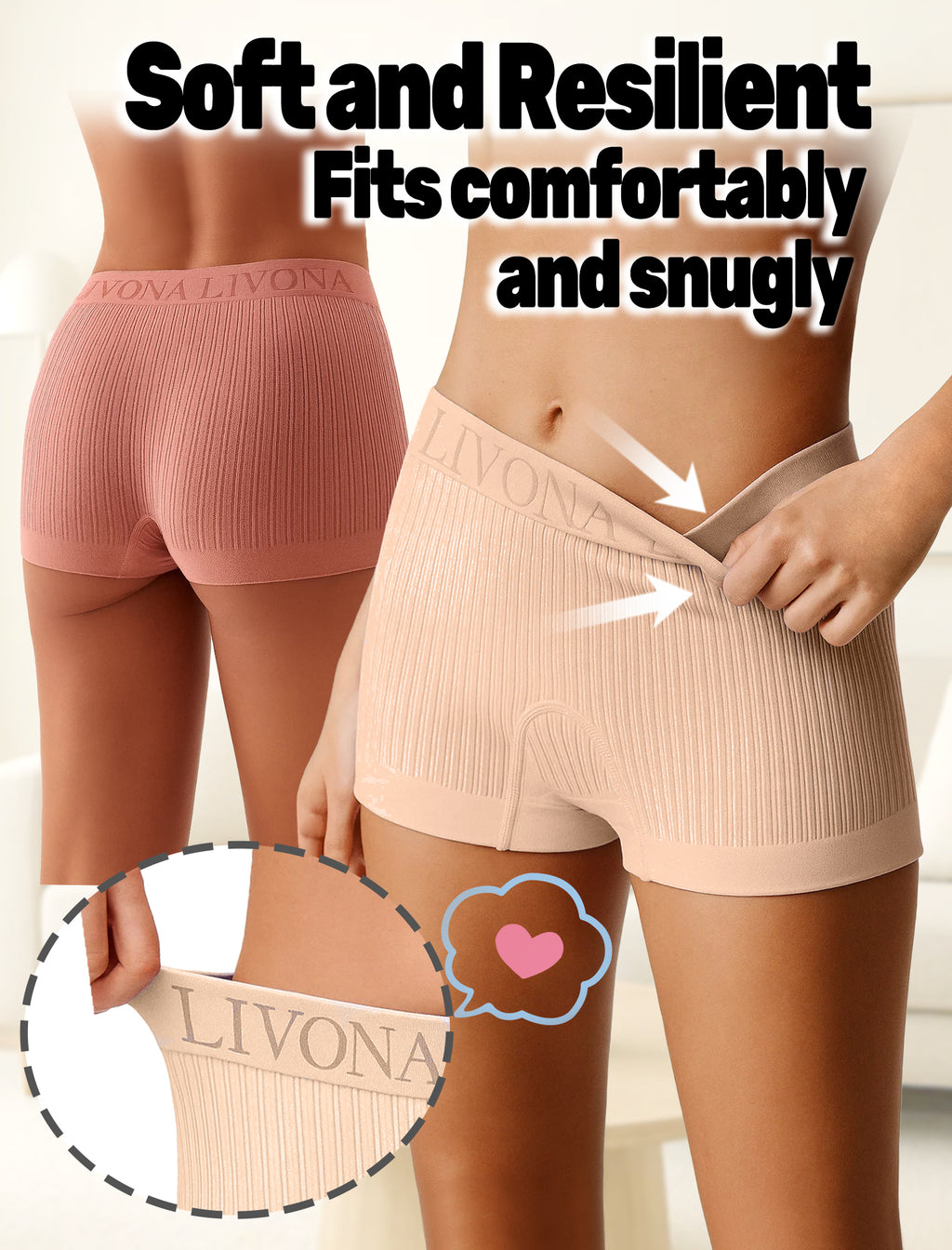 Livona 6-Pack Girls' Seamless Boyshort Underwear,Moisture-Wicking Kids Panties,No-Ride Design