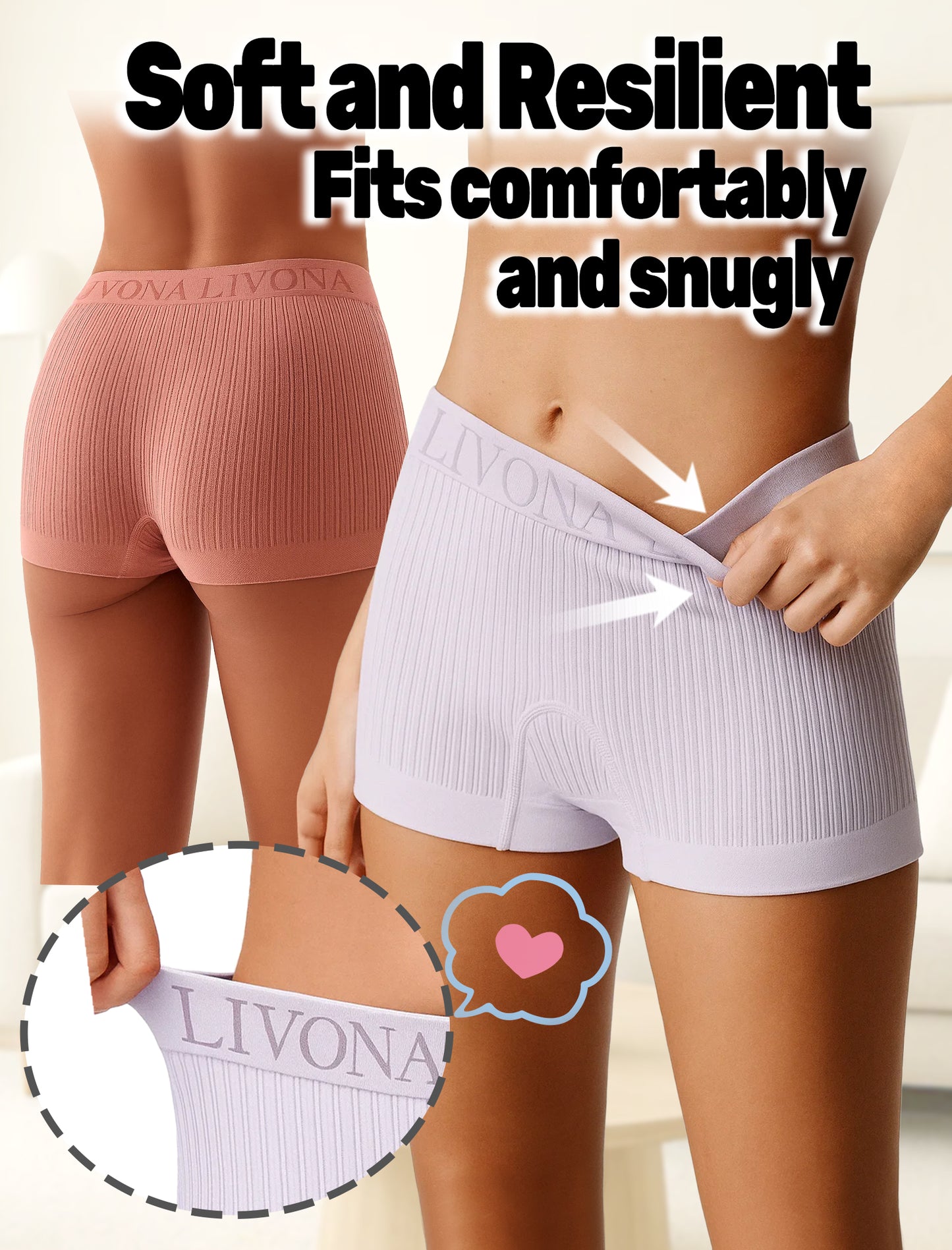 Livona 9-Pack Girls' Seamless Boyshort Underwear,Moisture-Wicking Kids Panties,No-Ride Design