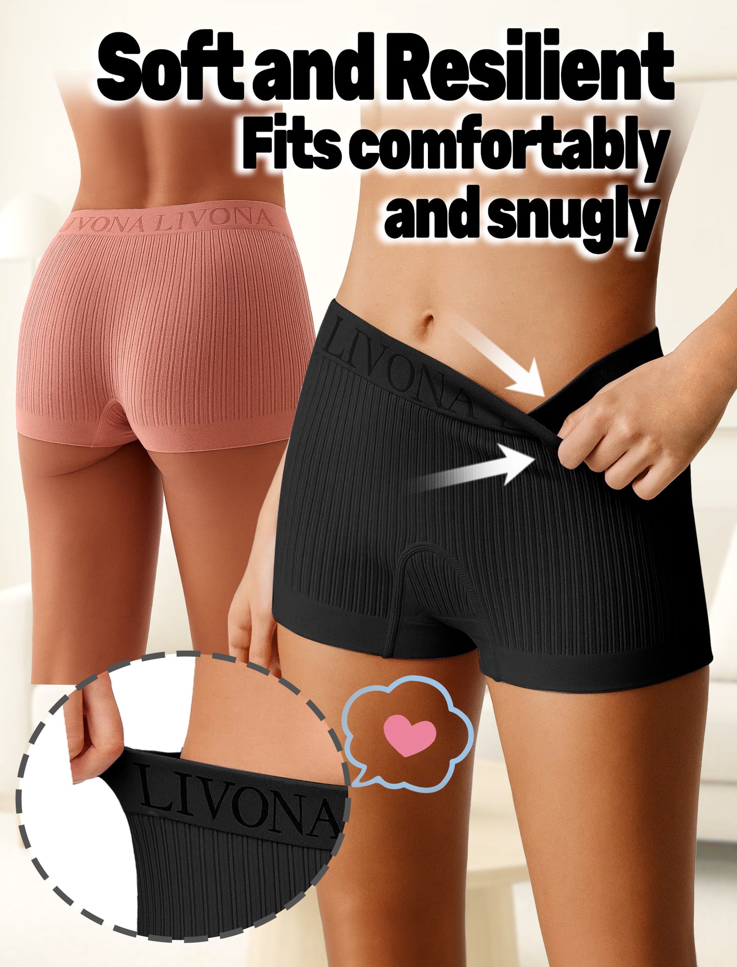 Livona 6-Pack Girls' Seamless Boyshort Underwear,Moisture-Wicking Kids Panties,No-Ride Design