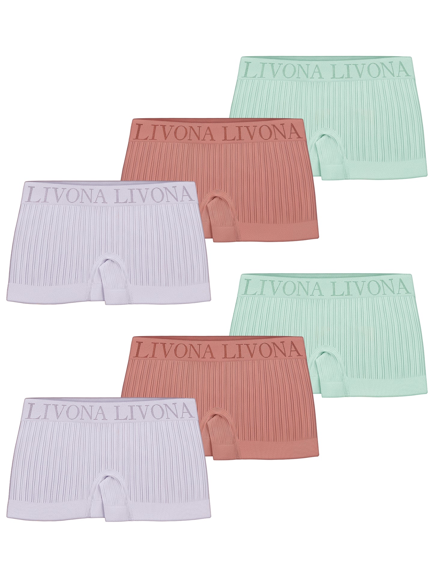Livona 6-Pack Girls' Seamless Boyshort Underwear,Moisture-Wicking Kids Panties,No-Ride Design