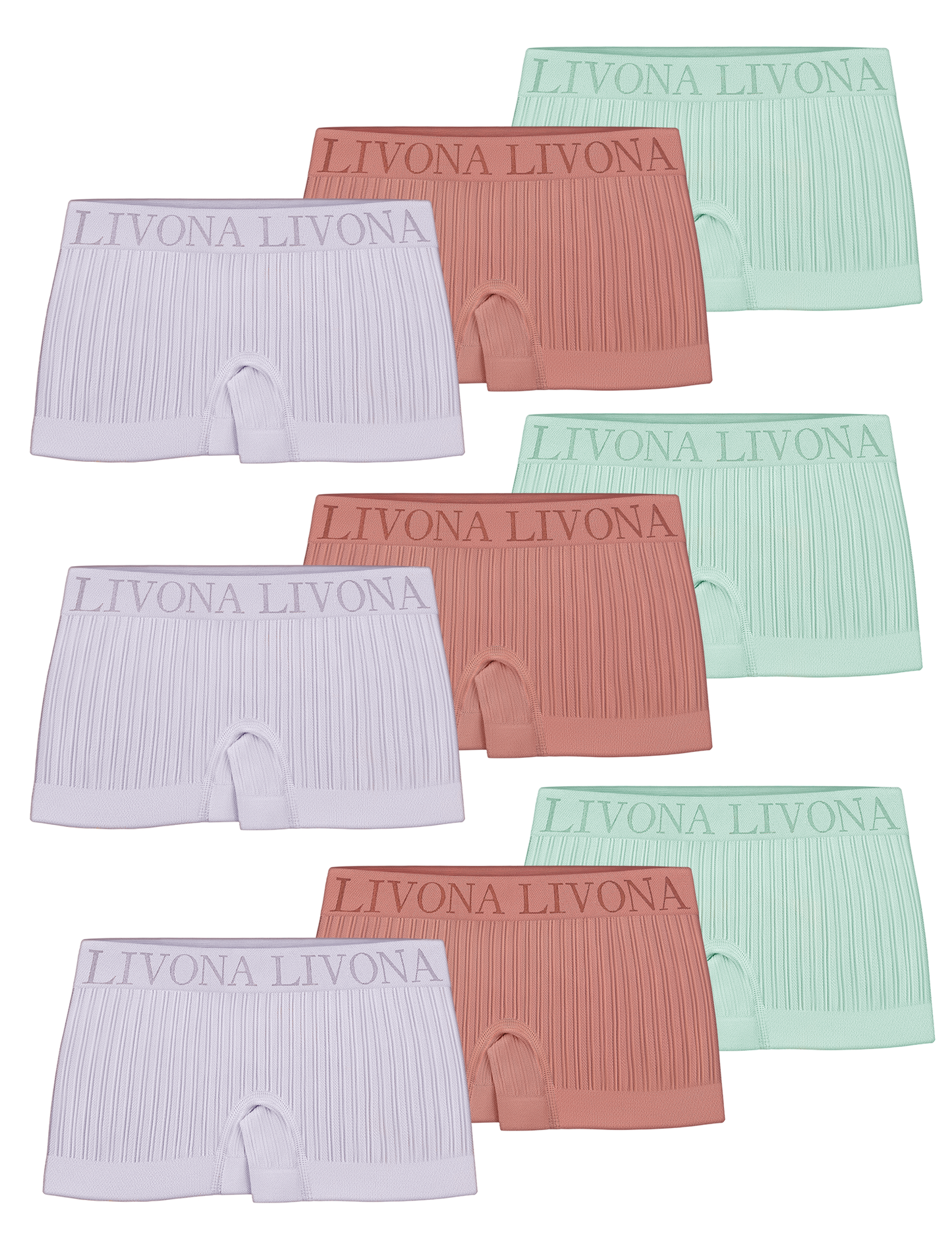 Livona 9-Pack Girls' Seamless Boyshort Underwear,Moisture-Wicking Kids Panties,No-Ride Design