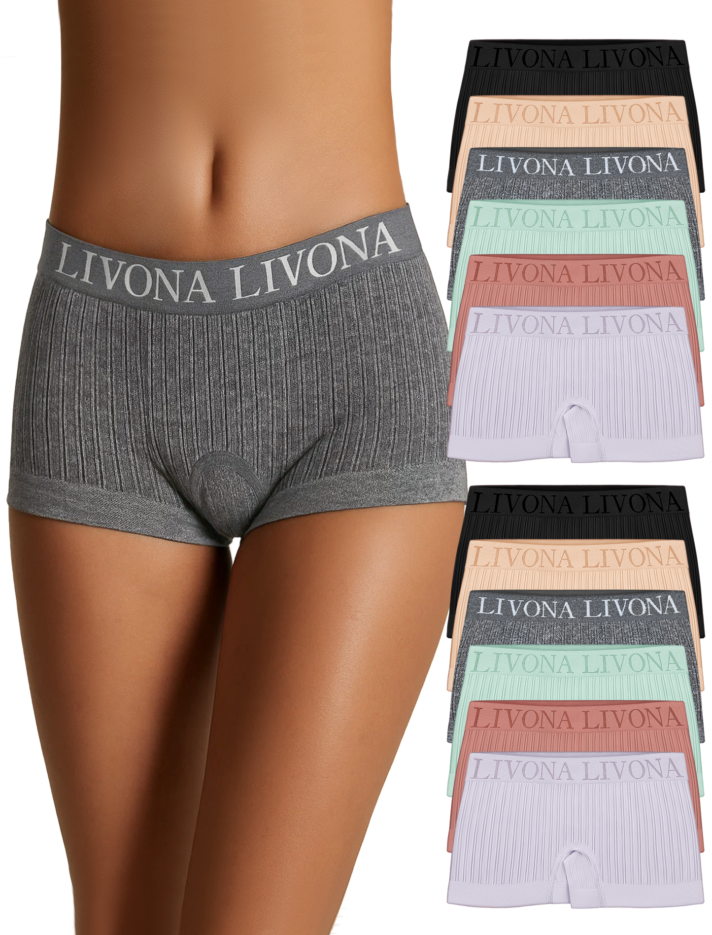 Livona Girls' Seamless Boyshort Underwear,Moisture-Wicking Kids Panties,No-Ride Design