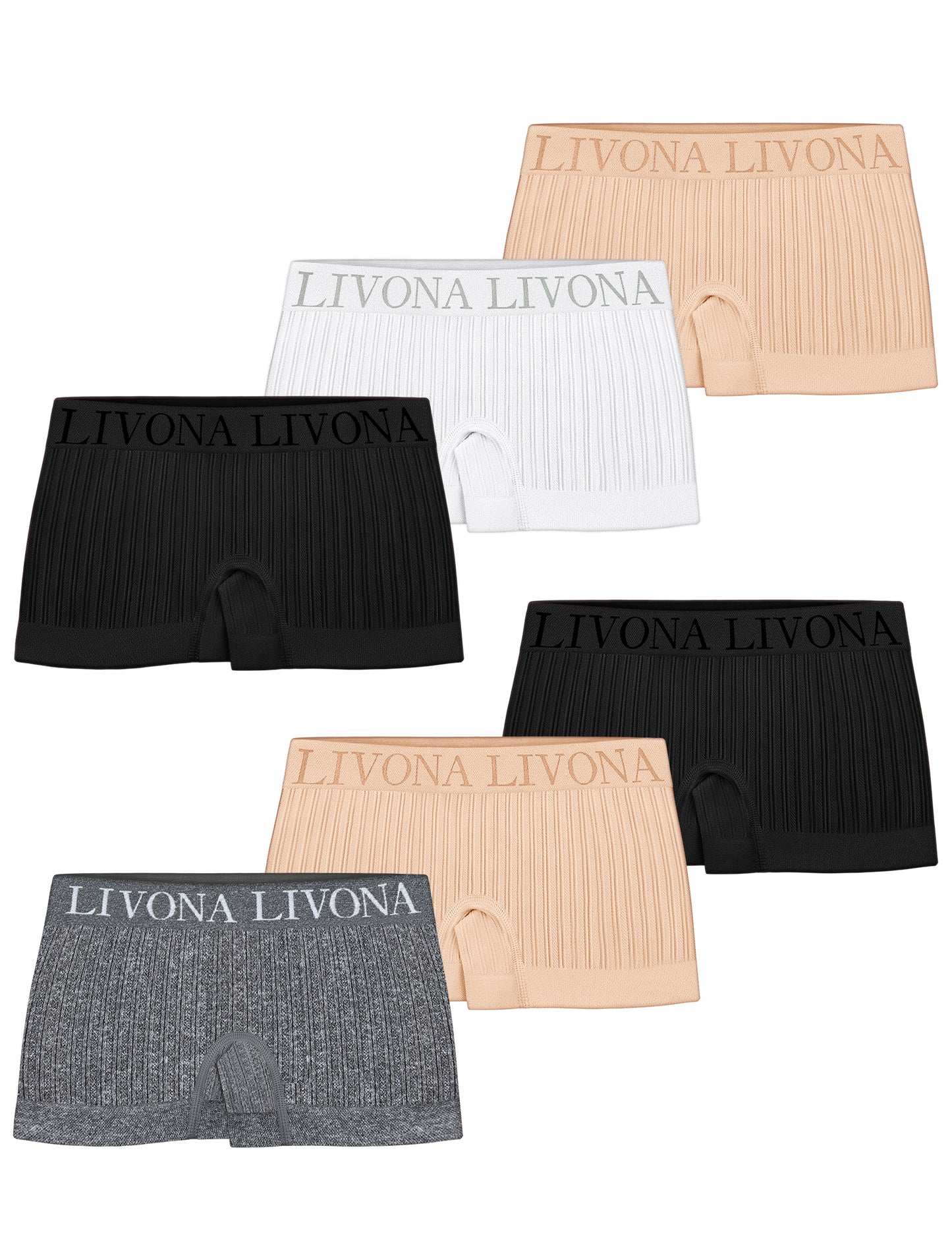 Livona 6-Pack Girls' Seamless Boyshort Underwear,Moisture-Wicking Kids Panties,No-Ride Design