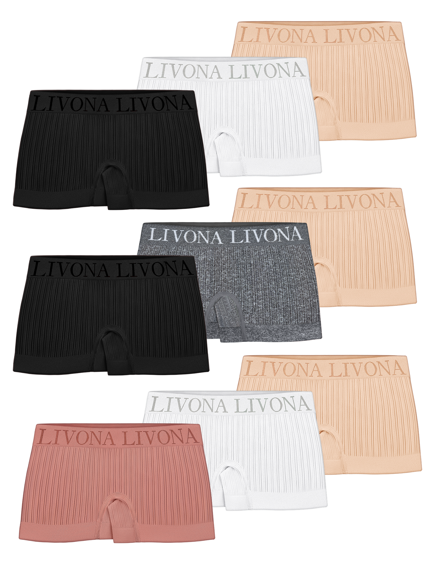 Livona 9-Pack Girls' Seamless Boyshort Underwear,Moisture-Wicking Kids Panties,No-Ride Design