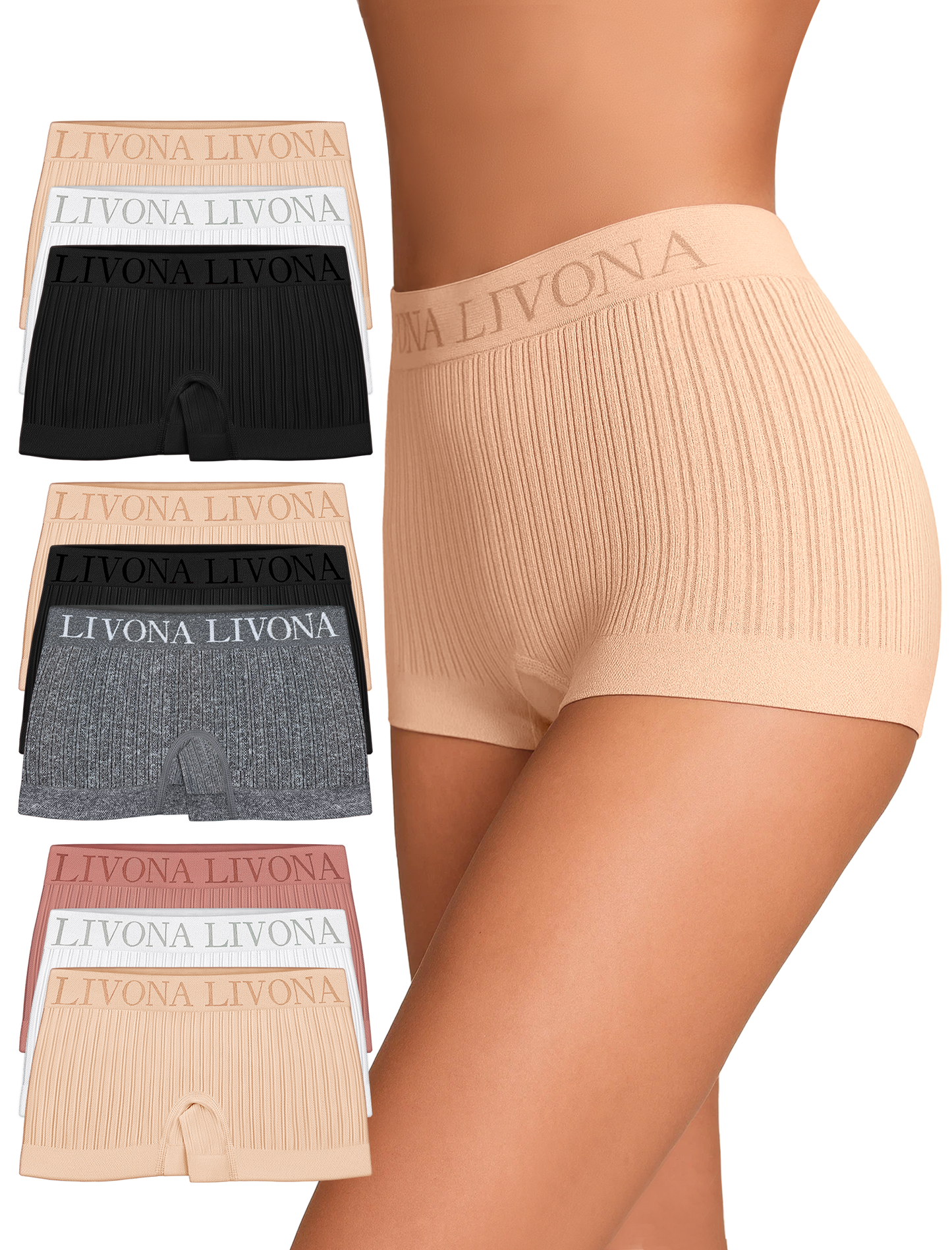 Livona 9-Pack Girls' Seamless Boyshort Underwear,Moisture-Wicking Kids Panties,No-Ride Design