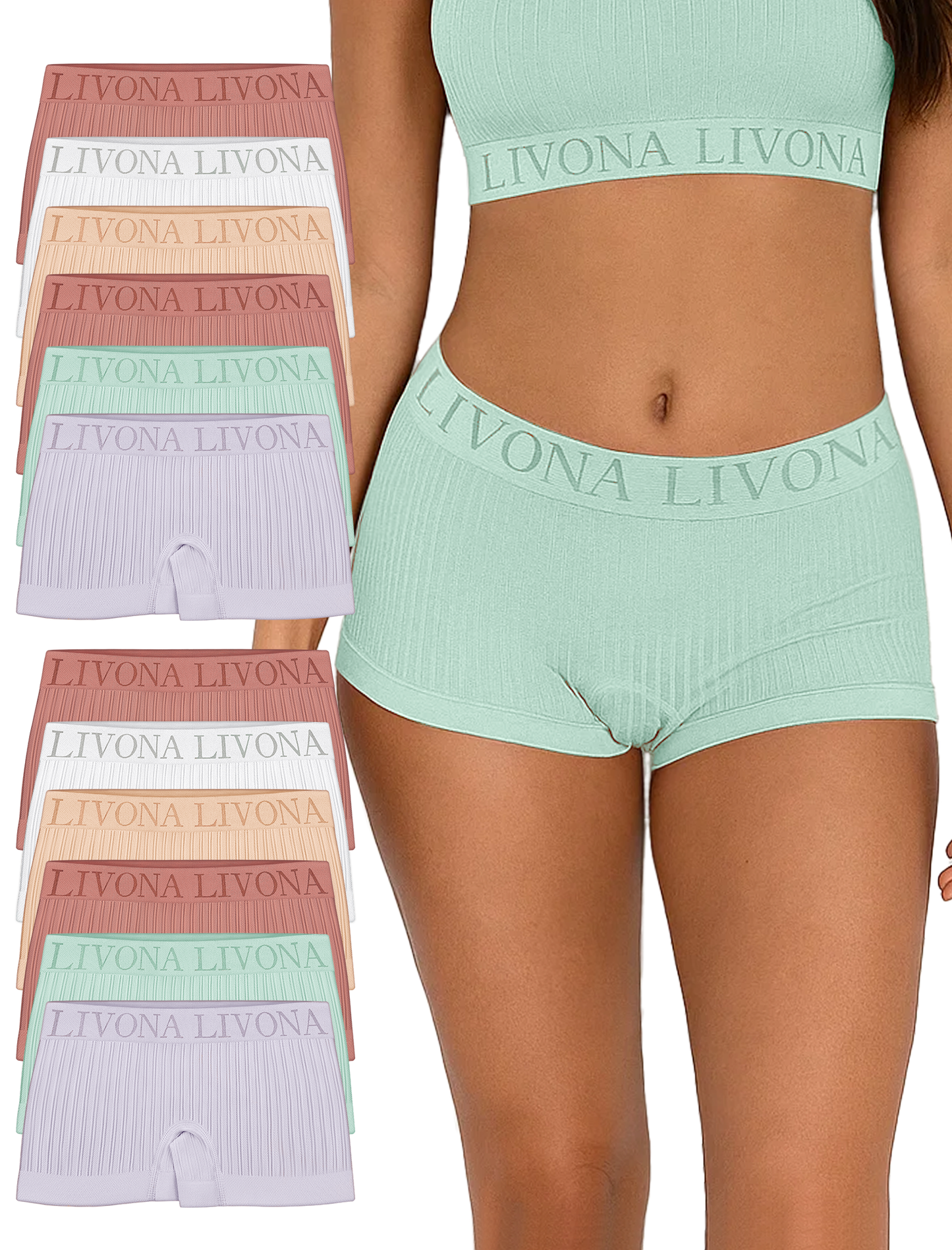 Livona Girls' Seamless Boyshort Underwear,Moisture-Wicking Kids Panties,No-Ride Design