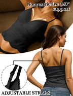 Livona Women's Lace Camisole with Built-in Bra, Wireless Comfort, Adjustable Spaghetti Straps – Soft Padded Tank Top