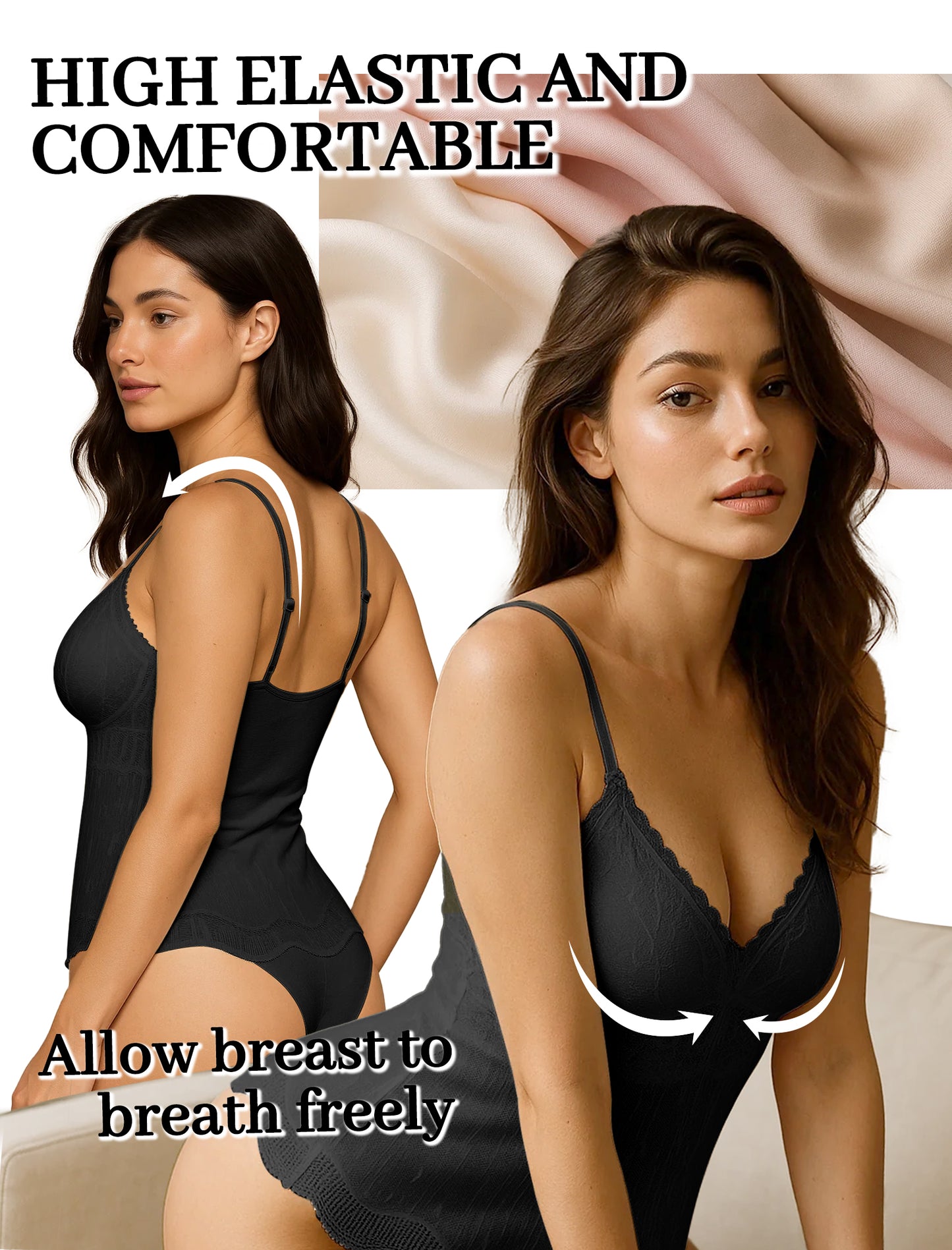 Livona Women's Lace Cami Top - Adjustable Spaghetti Straps Wireless Comfort Padded Tank for Sleep Lounge