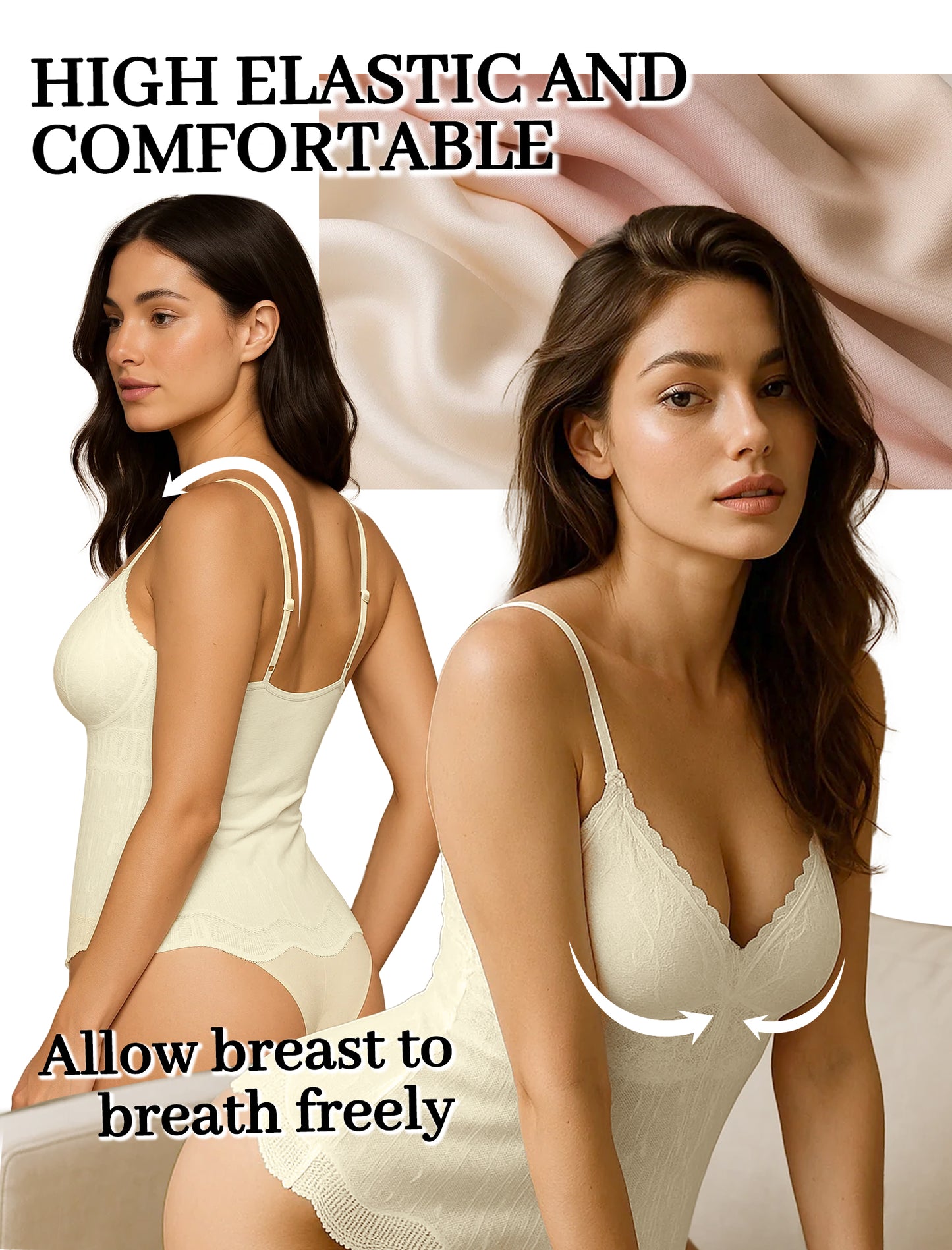 Livona Women's Lace Cami Top - Adjustable Spaghetti Straps Wireless Comfort Padded Tank for Sleep Lounge