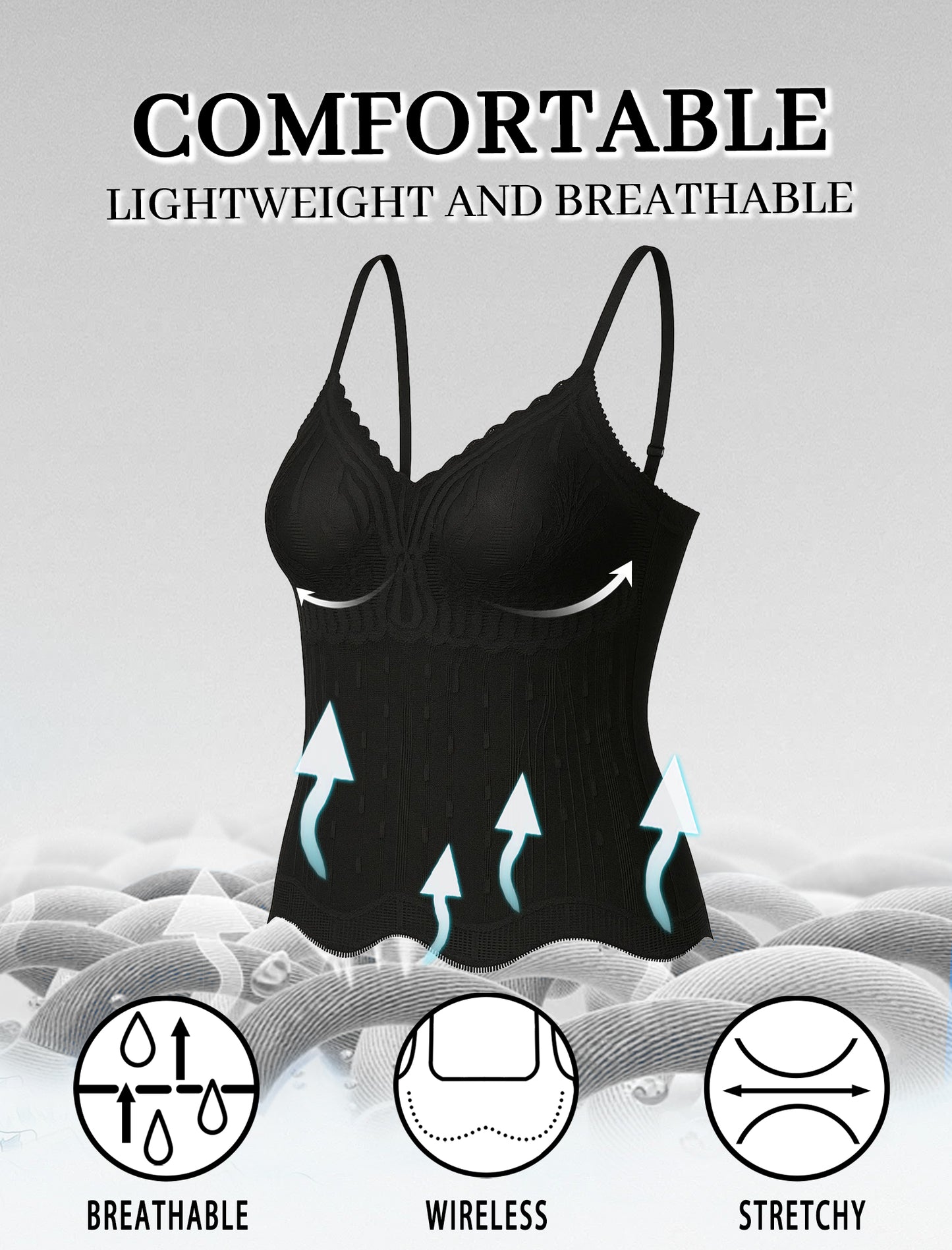 Livona Women's Lace Cami Top - Adjustable Spaghetti Straps Wireless Comfort Padded Tank for Sleep Lounge