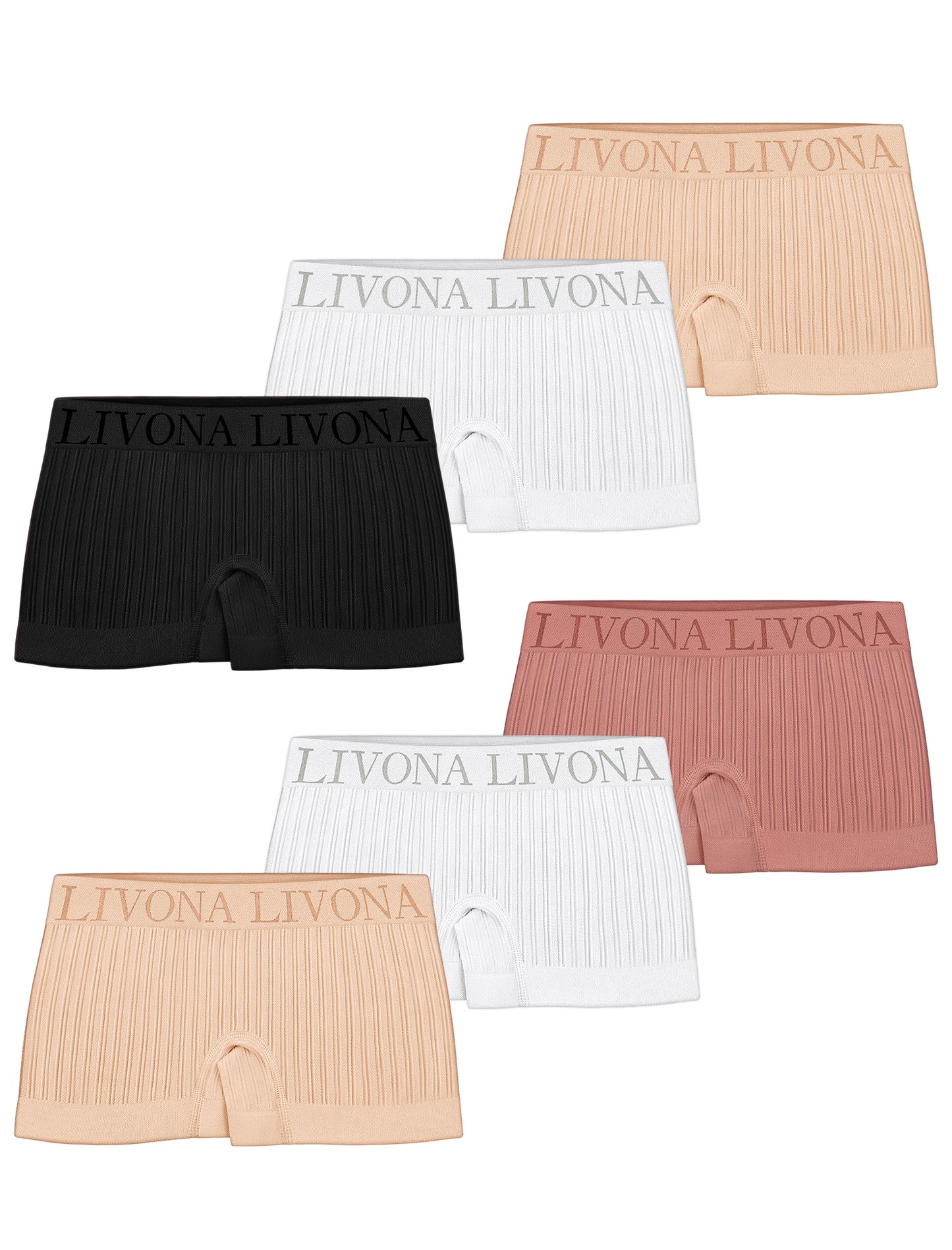 Livona 6-Pack Girls' Seamless Boyshort Underwear,Moisture-Wicking Kids Panties,No-Ride Design