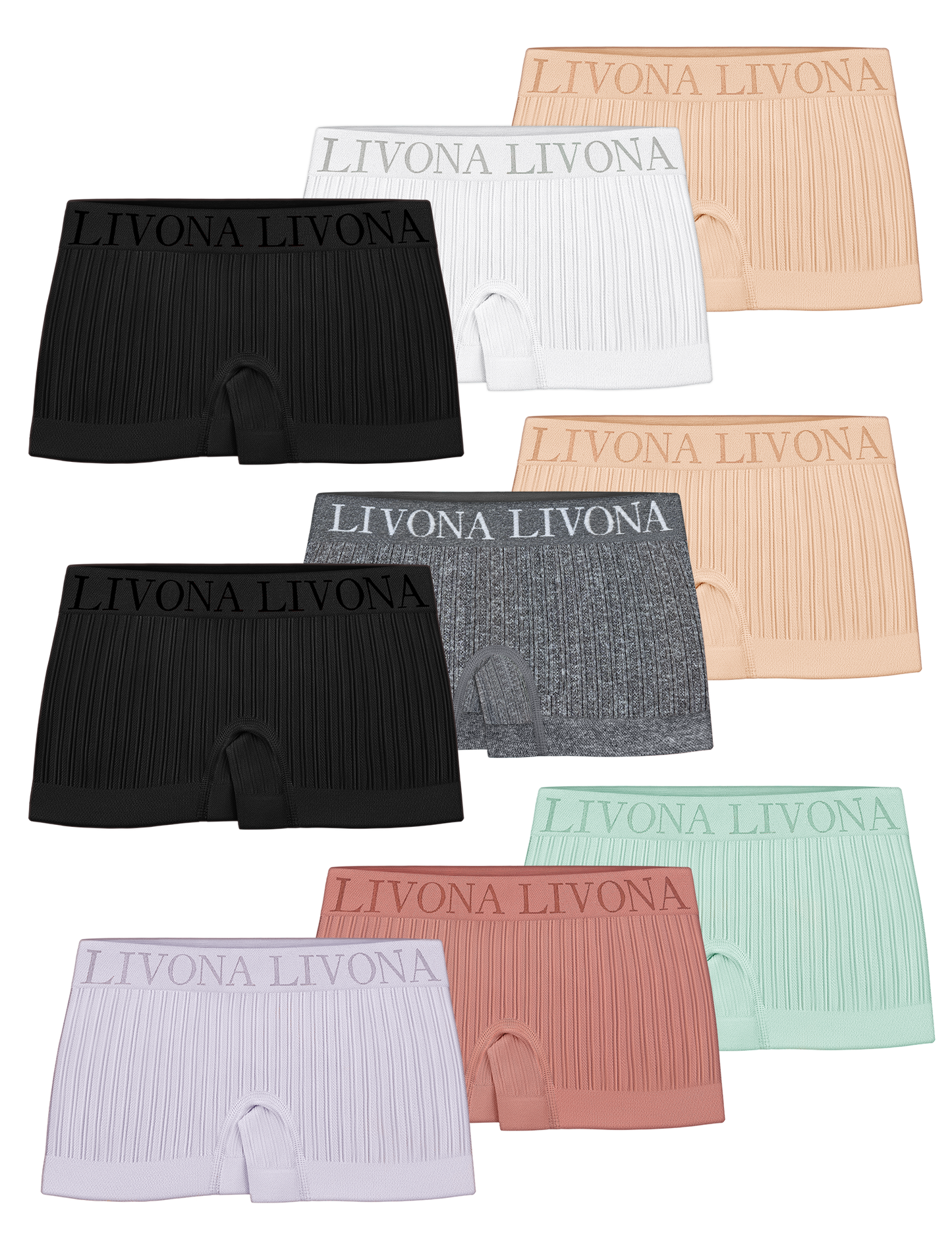 Livona 9-Pack Girls' Seamless Boyshort Underwear,Moisture-Wicking Kids Panties,No-Ride Design