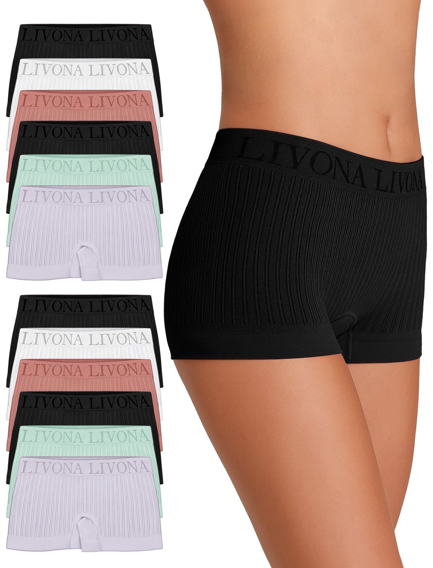 Livona Girls' Seamless Boyshort Underwear,Moisture-Wicking Kids Panties,No-Ride Design