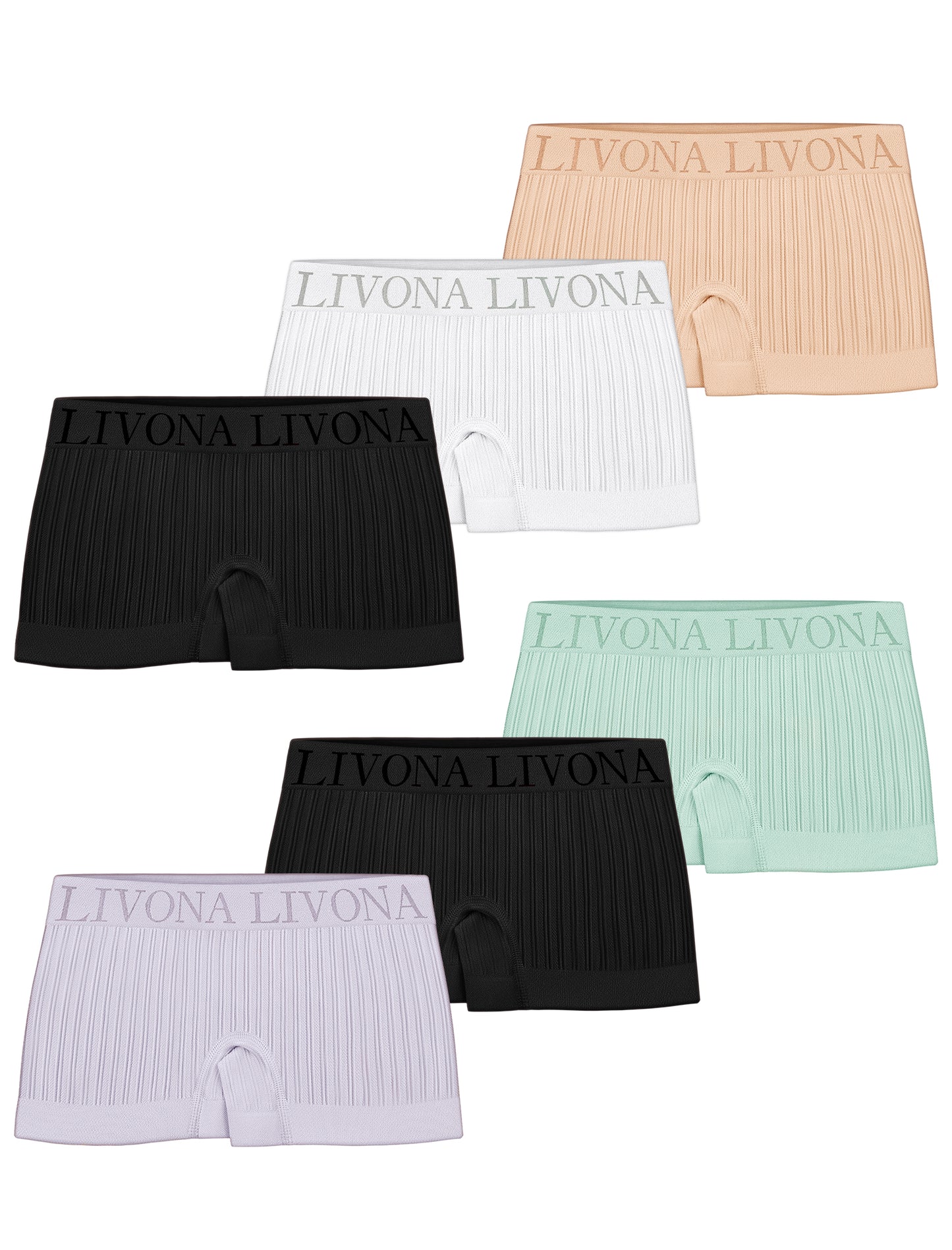 Livona 6-Pack Girls' Seamless Boyshort Underwear,Moisture-Wicking Kids Panties,No-Ride Design