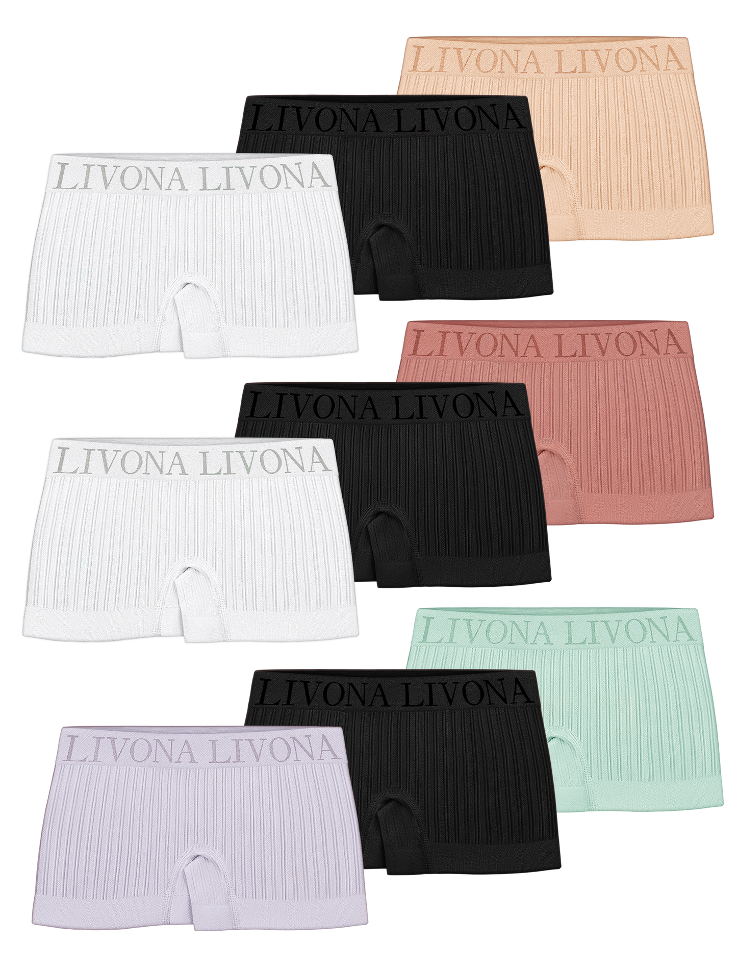Livona 9-Pack Girls' Seamless Boyshort Underwear,Moisture-Wicking Kids Panties,No-Ride Design