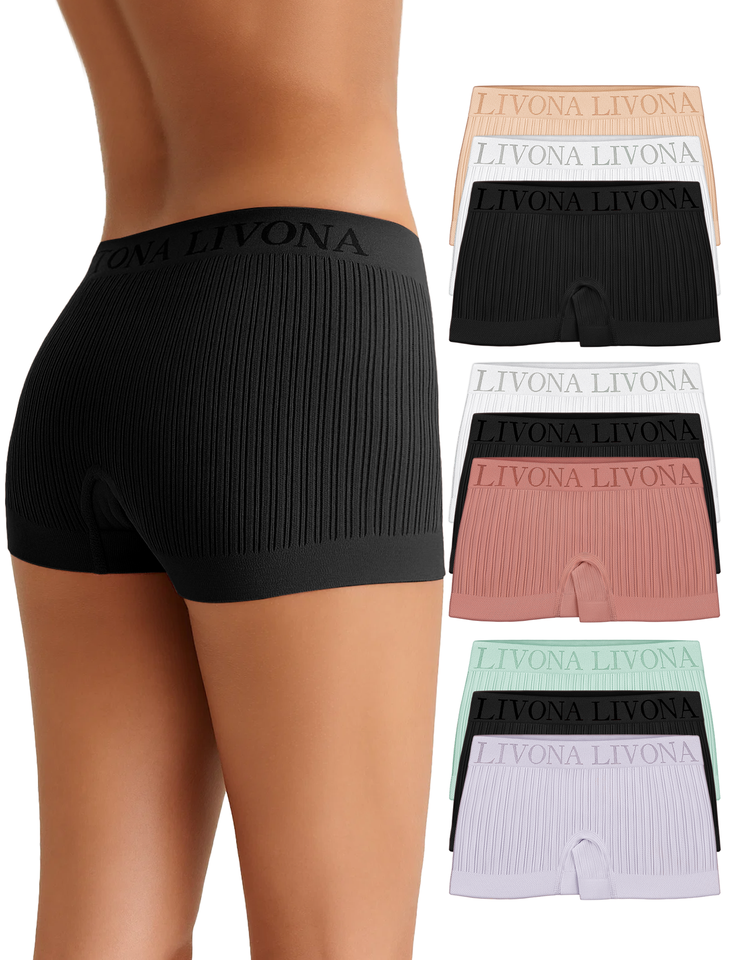Livona 9-Pack Girls' Seamless Boyshort Underwear,Moisture-Wicking Kids Panties,No-Ride Design