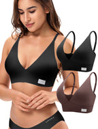 4Leezy Wireless Bras for Women - 2 Pack Sports Bra Bralettes with Support No Underwire Seamless Workout Tops Cami Crop Tank S-XXL