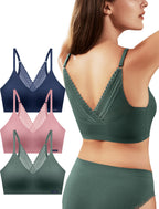 Livona Lace Bralette for Women - Comfort Sports Bra Wireless Padded Bralette with Support Workout Tops Cami Crop S-XXL