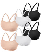Livona 6-Pack Seamless Bralette Set - Soft Training Bras & Sports Bras for Teens, Comfortable Wire-Free Bras for Girls